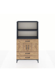 Arges Dolap 3 Raflı 3 Çekmeceli 2 Kapaklı 88x30x163 Antrasit-Çam