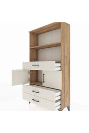 Arges Dolap 3 Raflı 3 Çekmeceli 2 Kapaklı 88x30x163 Çam-Aytaşı