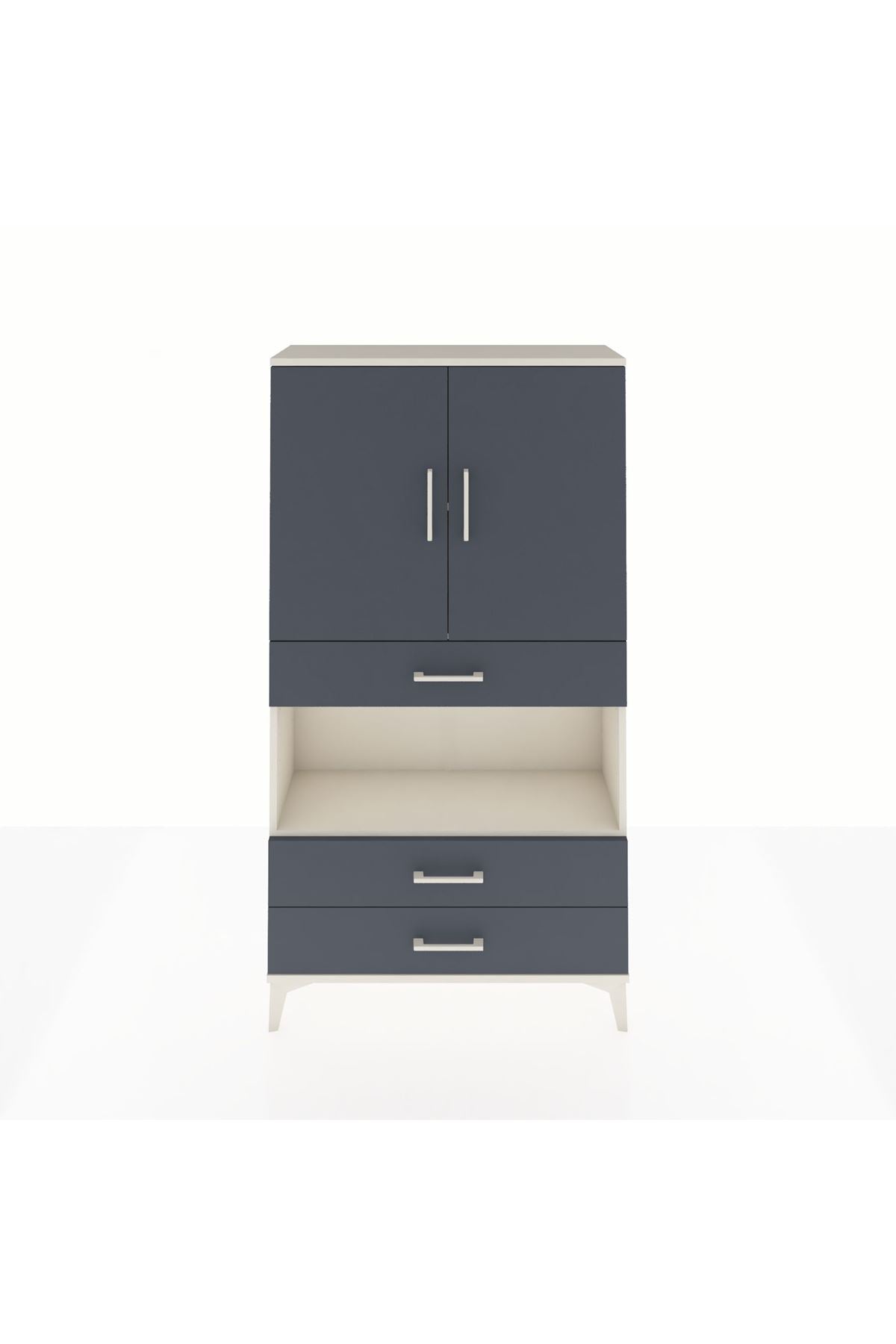 Arges Dolap 3 Raflı 3 Çekmeceli 2 Kapaklı 88x30x163 Aytaşı-Antrasit