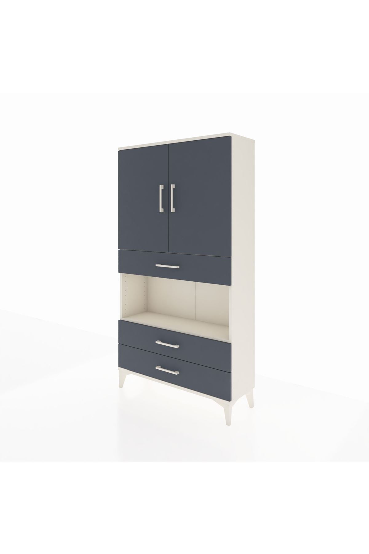 Arges Dolap 3 Raflı 3 Çekmeceli 2 Kapaklı 88x30x163 Aytaşı-Antrasit