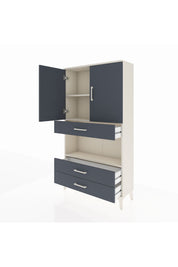 Arges Dolap 3 Raflı 3 Çekmeceli 2 Kapaklı 88x30x163 Aytaşı-Antrasit