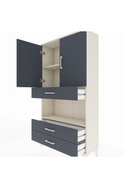 Arges Dolap 3 Raflı 3 Çekmeceli 2 Kapaklı 88x30x163 Aytaşı-Antrasit