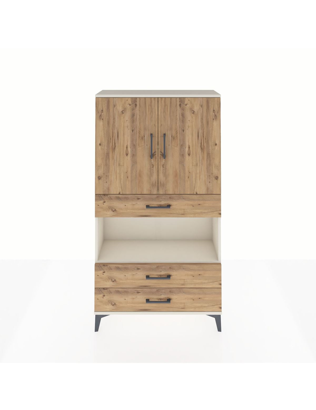 Arges Dolap 3 Raflı 3 Çekmeceli 2 Kapaklı 88x30x163 Aytaşı-Çam