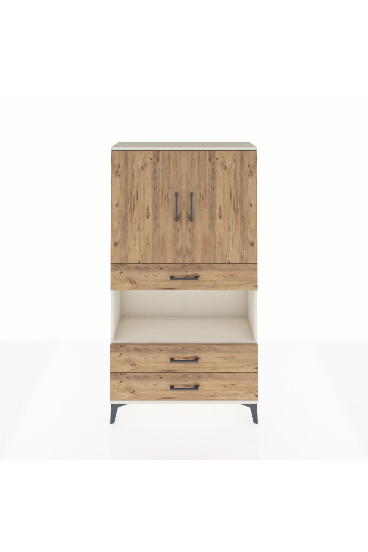 Arges Dolap 3 Raflı 3 Çekmeceli 2 Kapaklı 88x30x163 Aytaşı-Çam