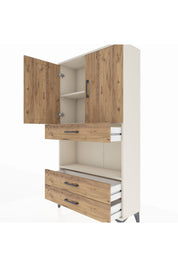 Arges Dolap 3 Raflı 3 Çekmeceli 2 Kapaklı 88x30x163 Aytaşı-Çam