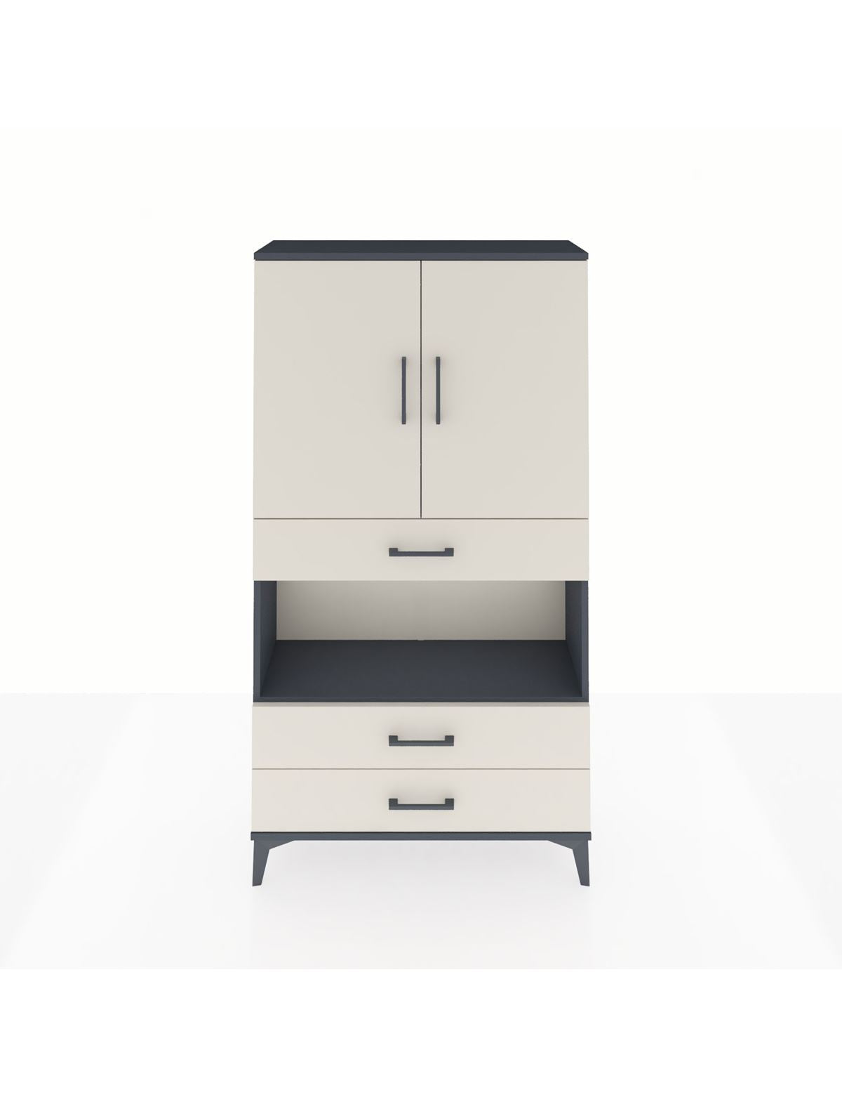 Arges Dolap 3 Raflı 3 Çekmeceli 2 Kapaklı 88x30x163 Antrasit-Aytaşı