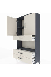 Arges Dolap 3 Raflı 3 Çekmeceli 2 Kapaklı 88x30x163 Antrasit-Aytaşı