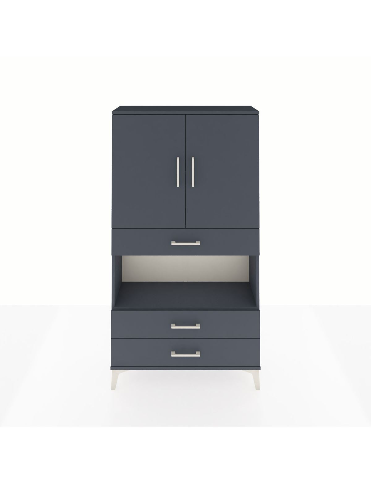 Arges Dolap 3 Raflı 3 Çekmeceli 2 Kapaklı 88x30x163 Antrasit-Antrasit