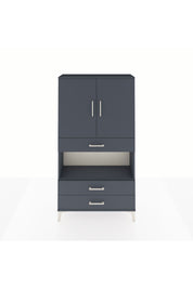 Arges Dolap 3 Raflı 3 Çekmeceli 2 Kapaklı 88x30x163 Antrasit-Antrasit