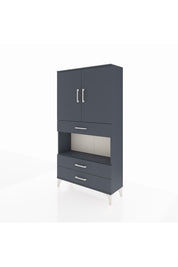 Arges Dolap 3 Raflı 3 Çekmeceli 2 Kapaklı 88x30x163 Antrasit-Antrasit