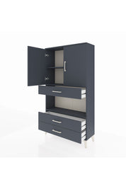 Arges Dolap 3 Raflı 3 Çekmeceli 2 Kapaklı 88x30x163 Antrasit-Antrasit