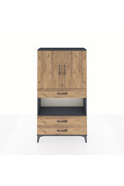 Arges Dolap 3 Raflı 3 Çekmeceli 2 Kapaklı 88x30x163 Antrasit-Çam