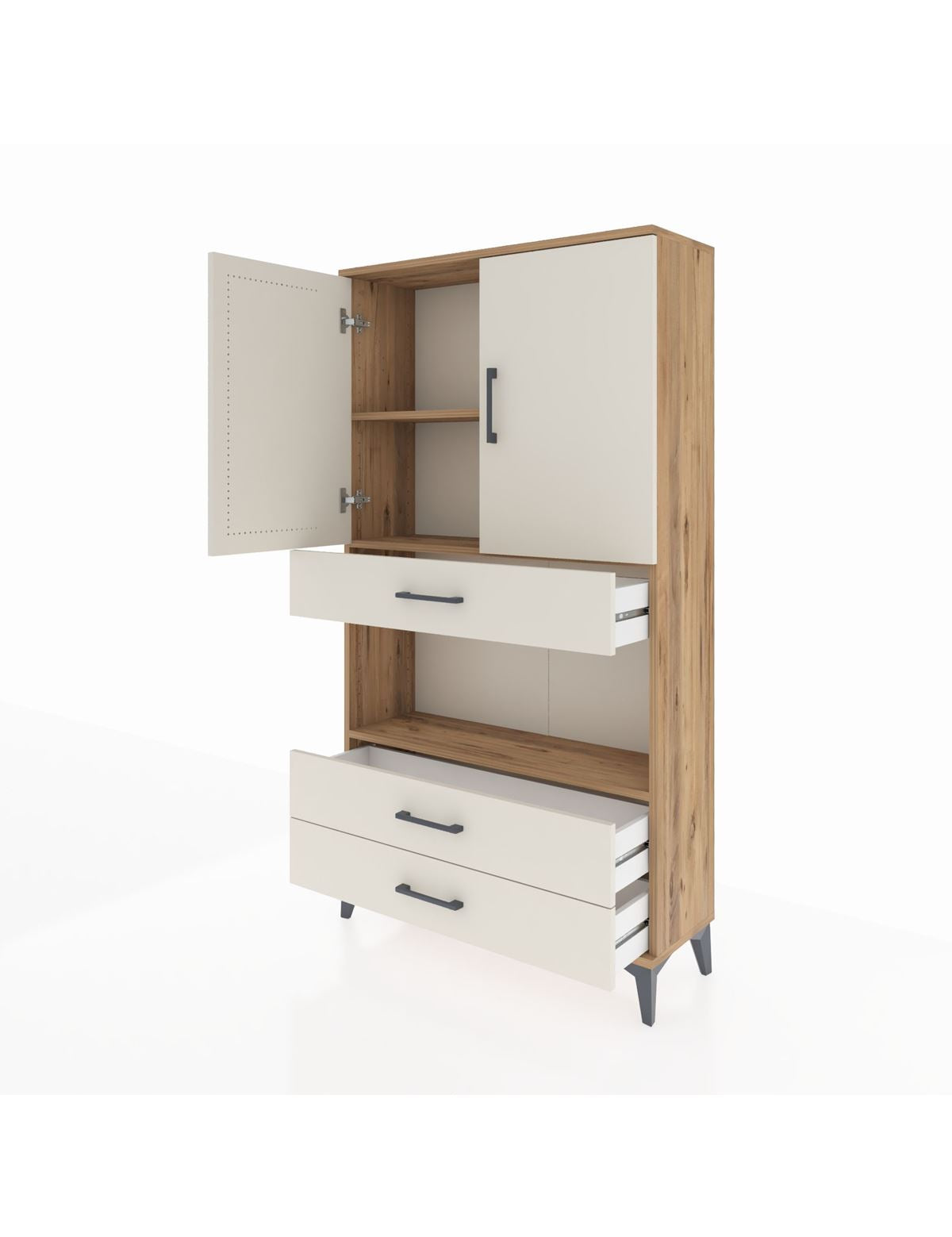 Arges Dolap 3 Raflı 3 Çekmeceli 2 Kapaklı 88x30x163 - S21M085V7A
