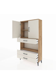 Arges Dolap 3 Raflı 3 Çekmeceli 2 Kapaklı 88x30x163 Çam-Aytaşı