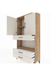 Arges Dolap 3 Raflı 3 Çekmeceli 2 Kapaklı 88x30x163 Çam-Aytaşı