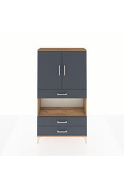 Arges Dolap 3 Raflı 3 Çekmeceli 2 Kapaklı 88x30x163 Çam-Antrasit