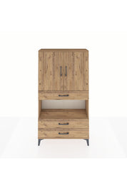 Arges Dolap 3 Raflı 3 Çekmeceli 2 Kapaklı 88x30x163 Çam-Çam