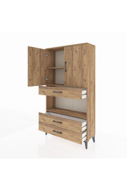 Arges Dolap 3 Raflı 3 Çekmeceli 2 Kapaklı 88x30x163 Çam-Çam