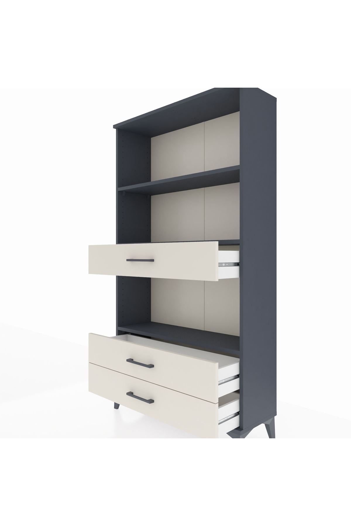 Arges Dolap 3 Raflı 3 Çekmeceli 88x30x163 Antrasit-Aytaşı