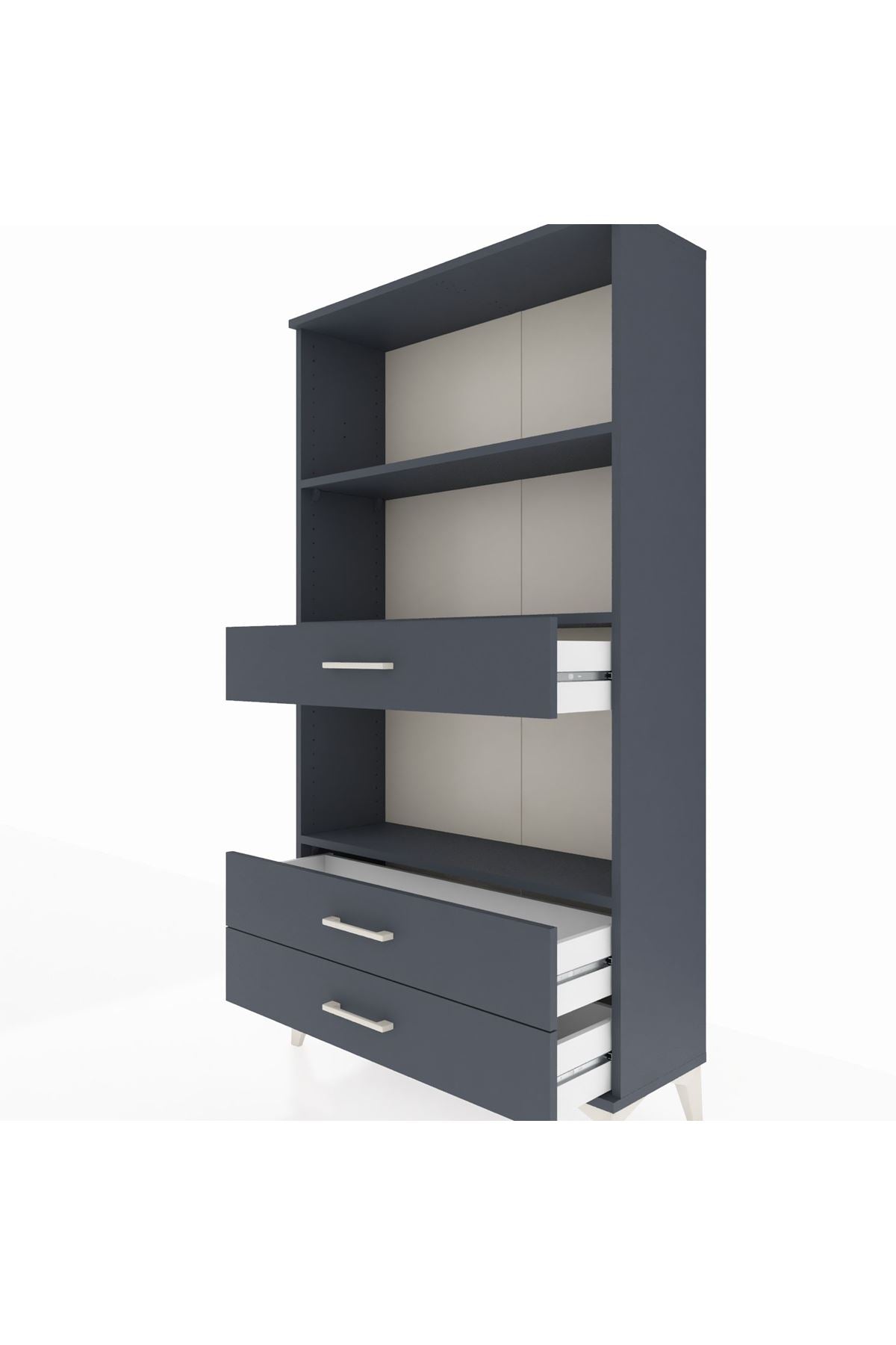 Arges Dolap 3 Raflı 3 Çekmeceli 88x30x163 Antrasit-Antrasit