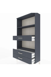 Arges Dolap 3 Raflı 3 Çekmeceli 88x30x163 Antrasit-Antrasit