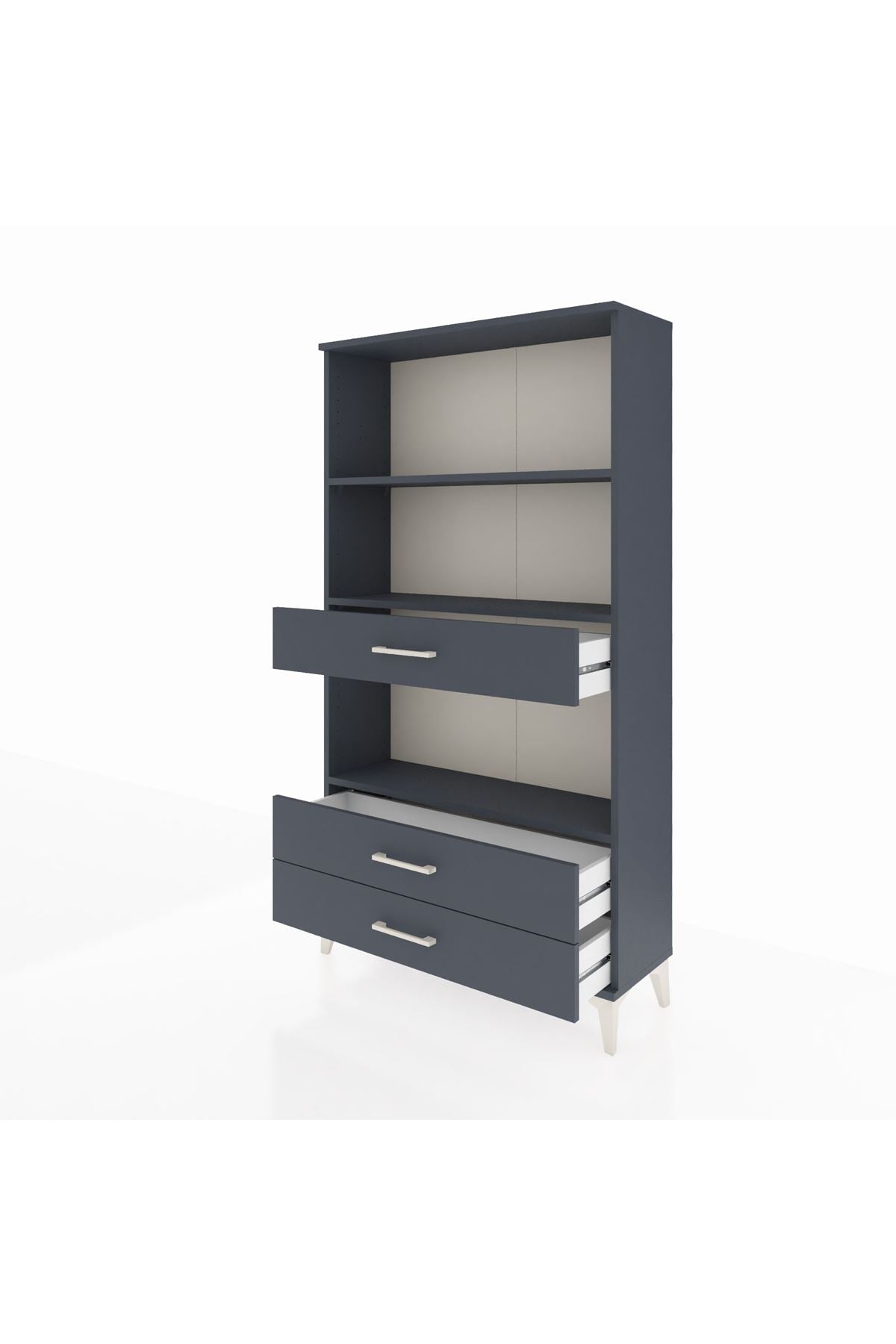 Arges Dolap 3 Raflı 3 Çekmeceli 88x30x163 Antrasit-Antrasit