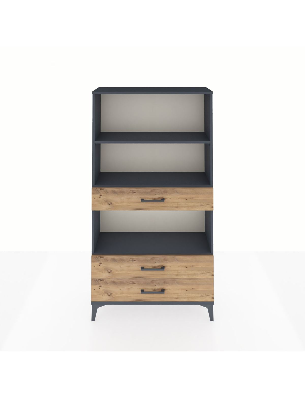 Arges Dolap 3 Raflı 3 Çekmeceli 88x30x163 Antrasit-Çam