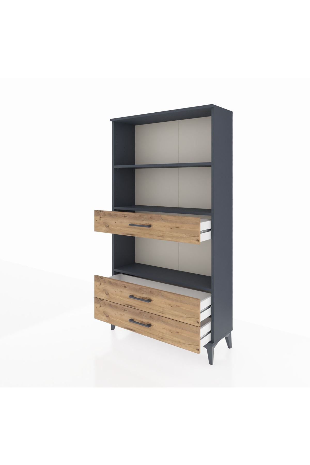 Arges Dolap 3 Raflı 3 Çekmeceli 88x30x163 Antrasit-Çam