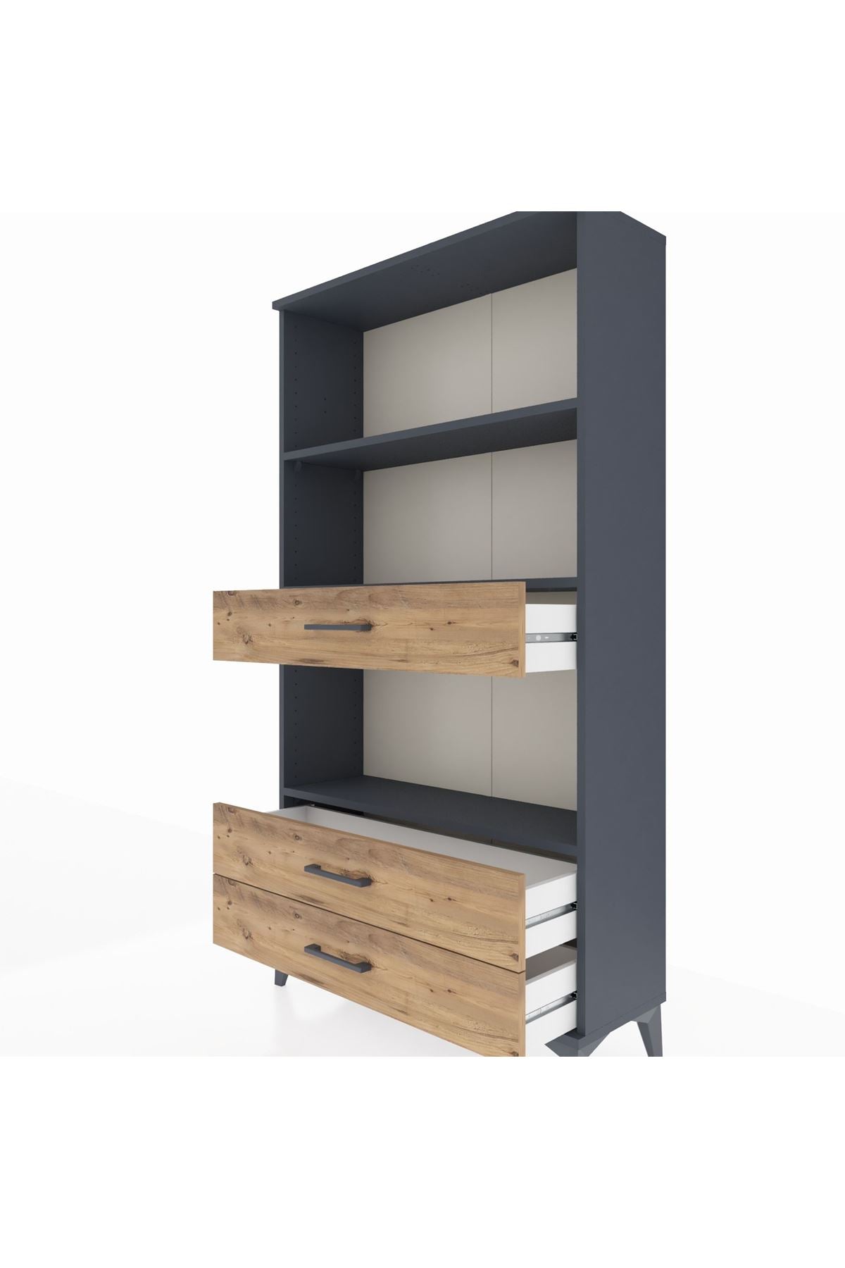 Arges Dolap 3 Raflı 3 Çekmeceli 88x30x163 Antrasit-Çam