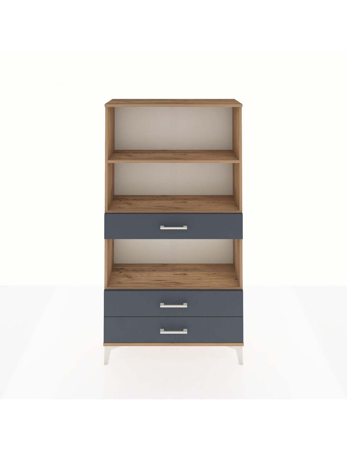 Arges Dolap 3 Raflı 3 Çekmeceli 88x30x163 Çam-Antrasit