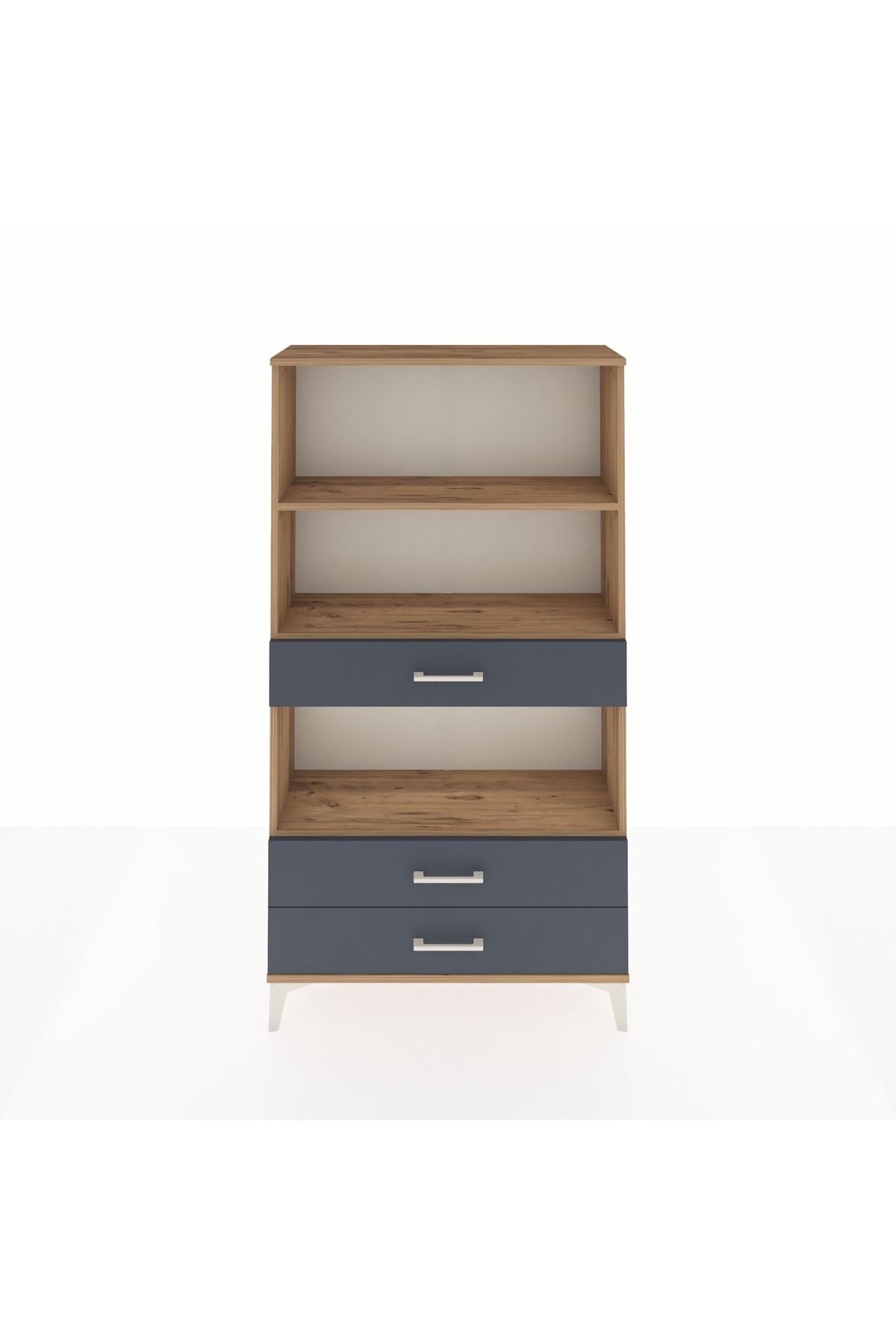 Arges Dolap 3 Raflı 3 Çekmeceli 88x30x163 Çam-Antrasit