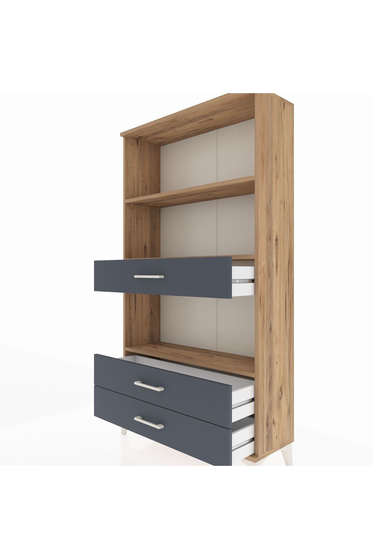 Arges Dolap 3 Raflı 3 Çekmeceli 88x30x163 Çam-Antrasit