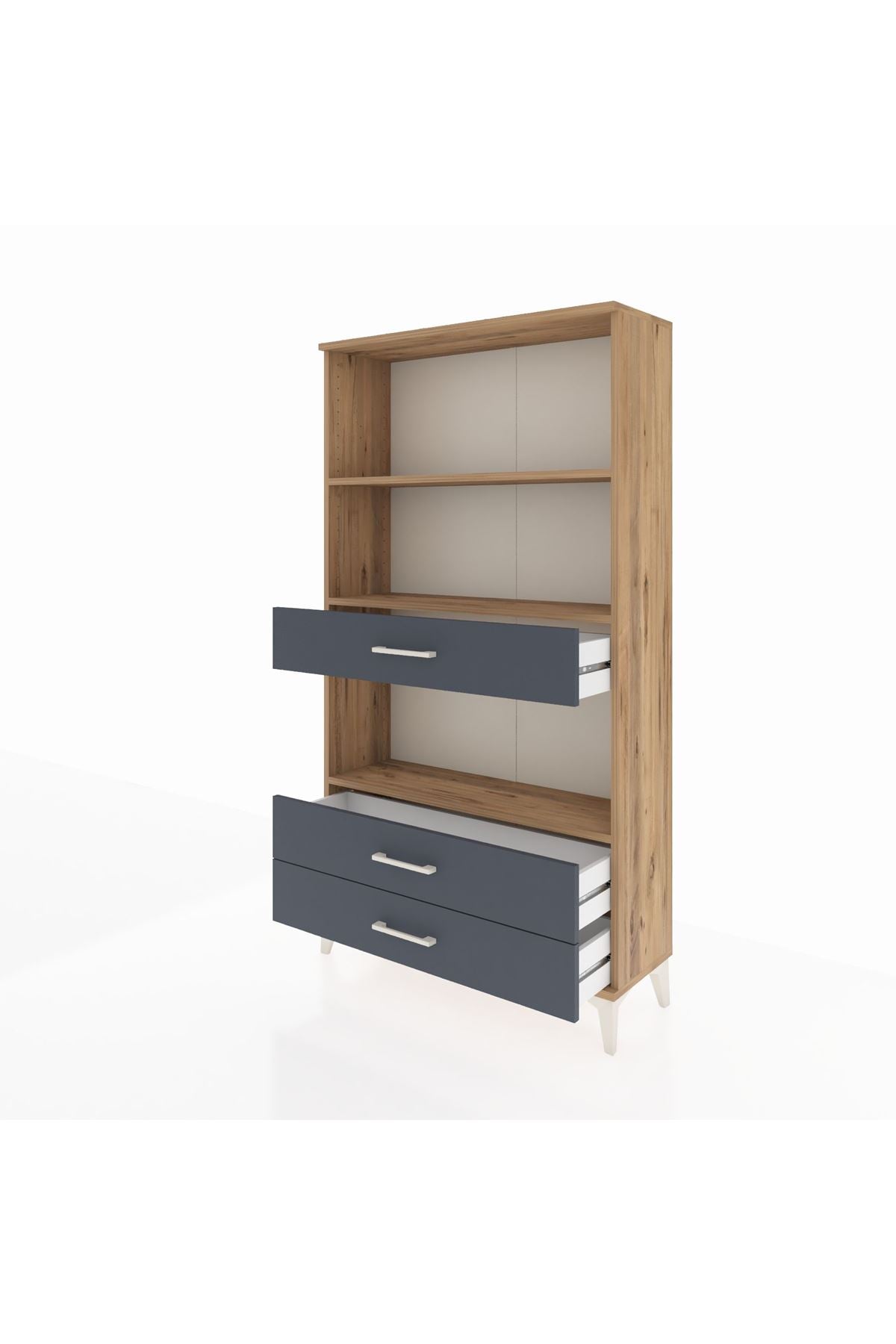 Arges Dolap 3 Raflı 3 Çekmeceli 88x30x163 Çam-Antrasit