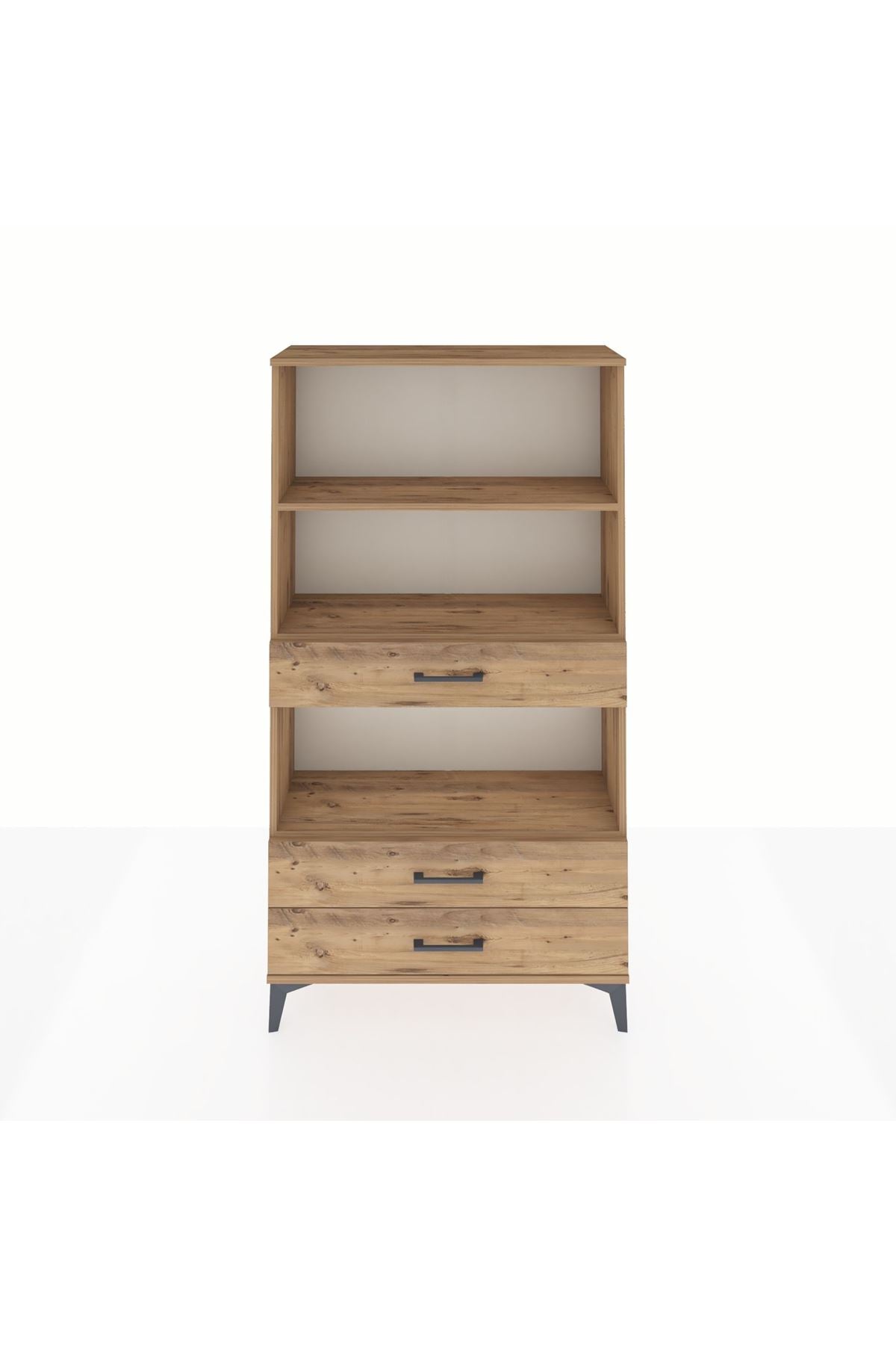 Arges Dolap 3 Raflı 3 Çekmeceli 88x30x163 Çam-Çam