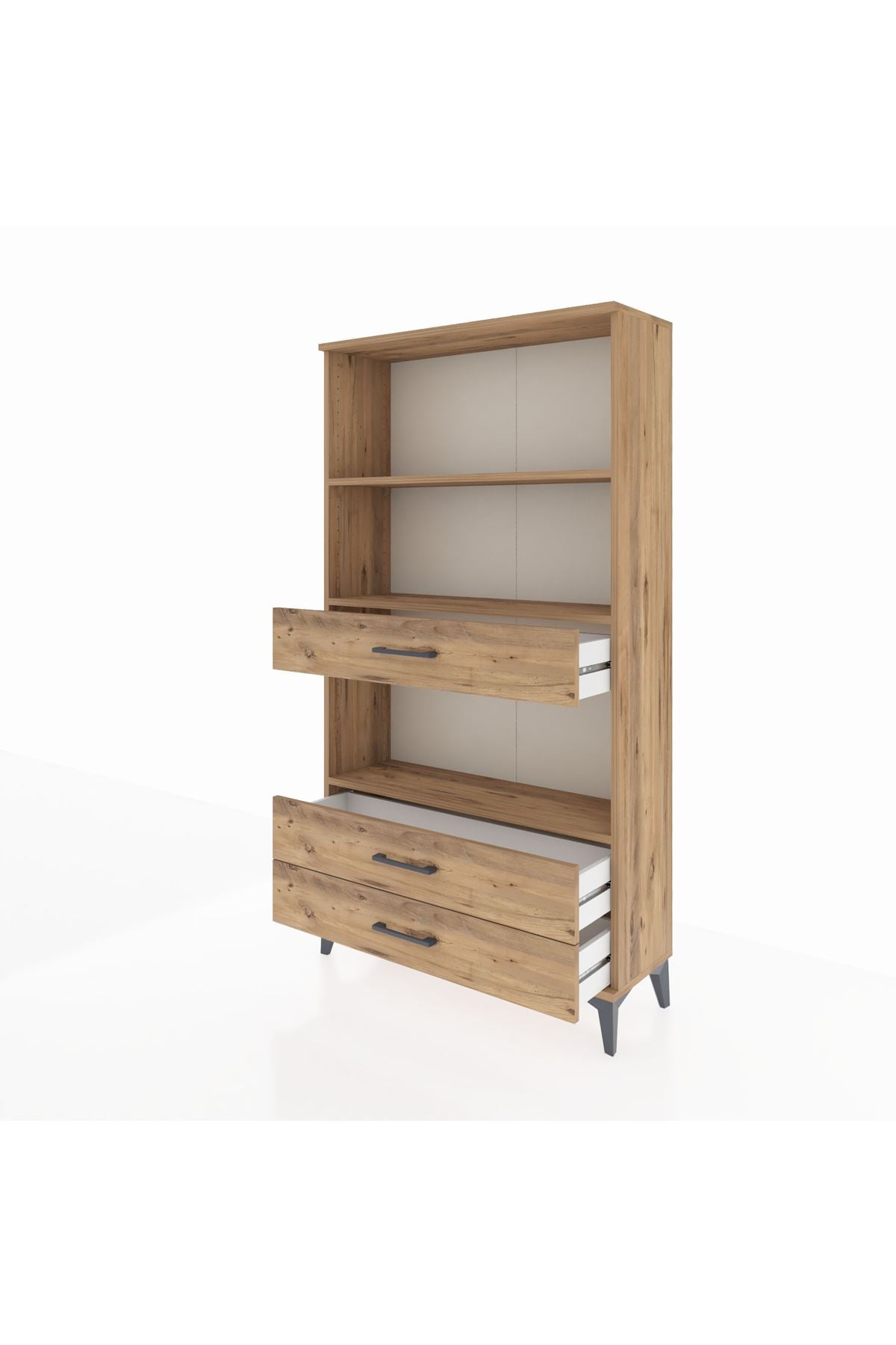 Arges Dolap 3 Raflı 3 Çekmeceli 88x30x163 Çam-Çam