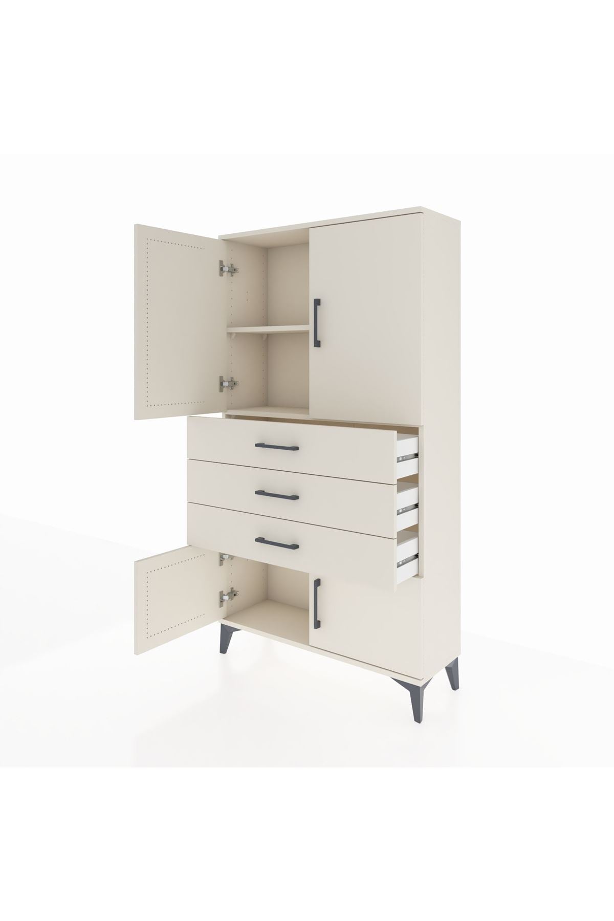 Arges Dolap 2 Raflı 3 Çekmeceli 4 Kapaklı 88x30x163 Aytaşı-Aytaşı