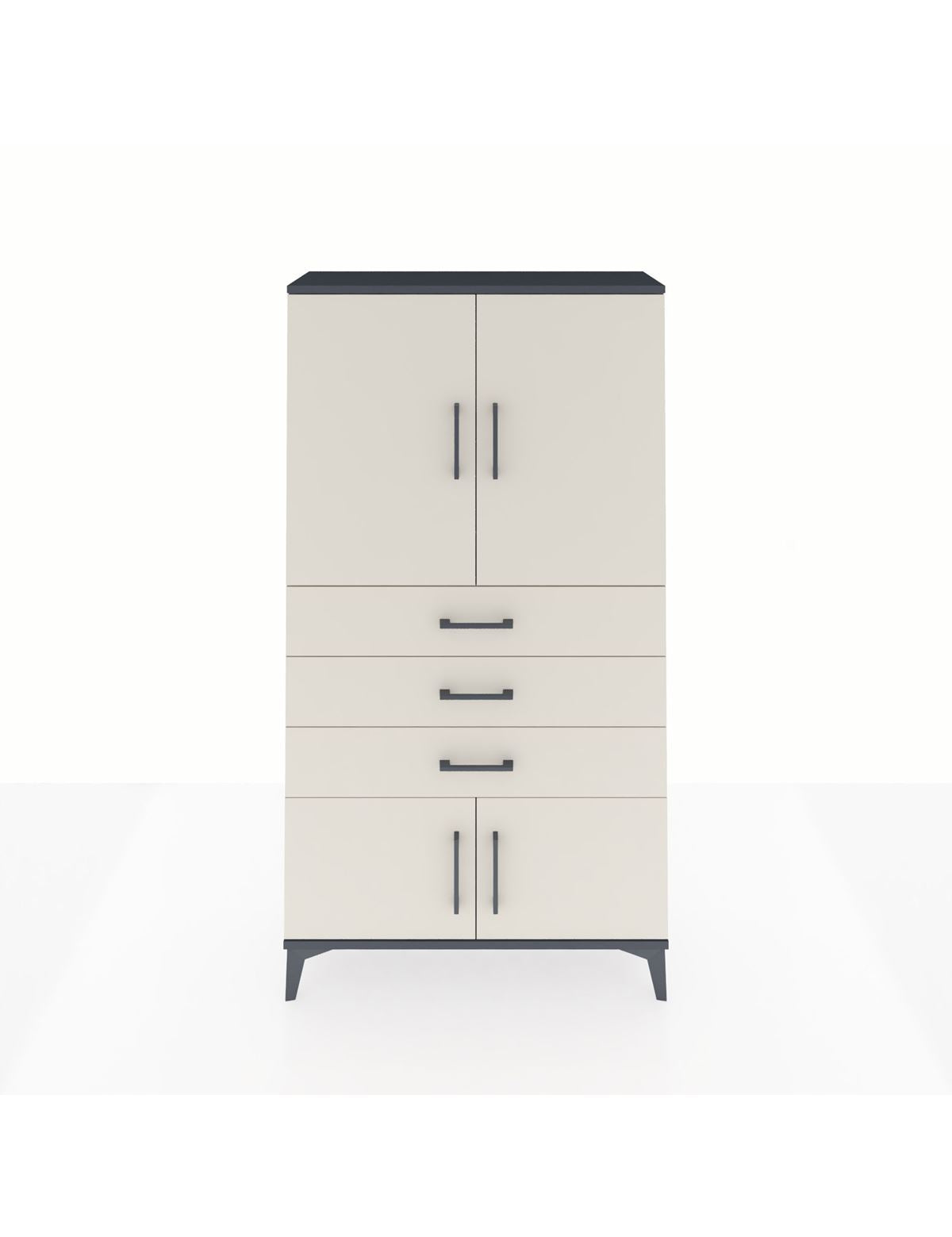 Arges Dolap 2 Raflı 3 Çekmeceli 4 Kapaklı 88x30x163 Antrasit-Aytaşı