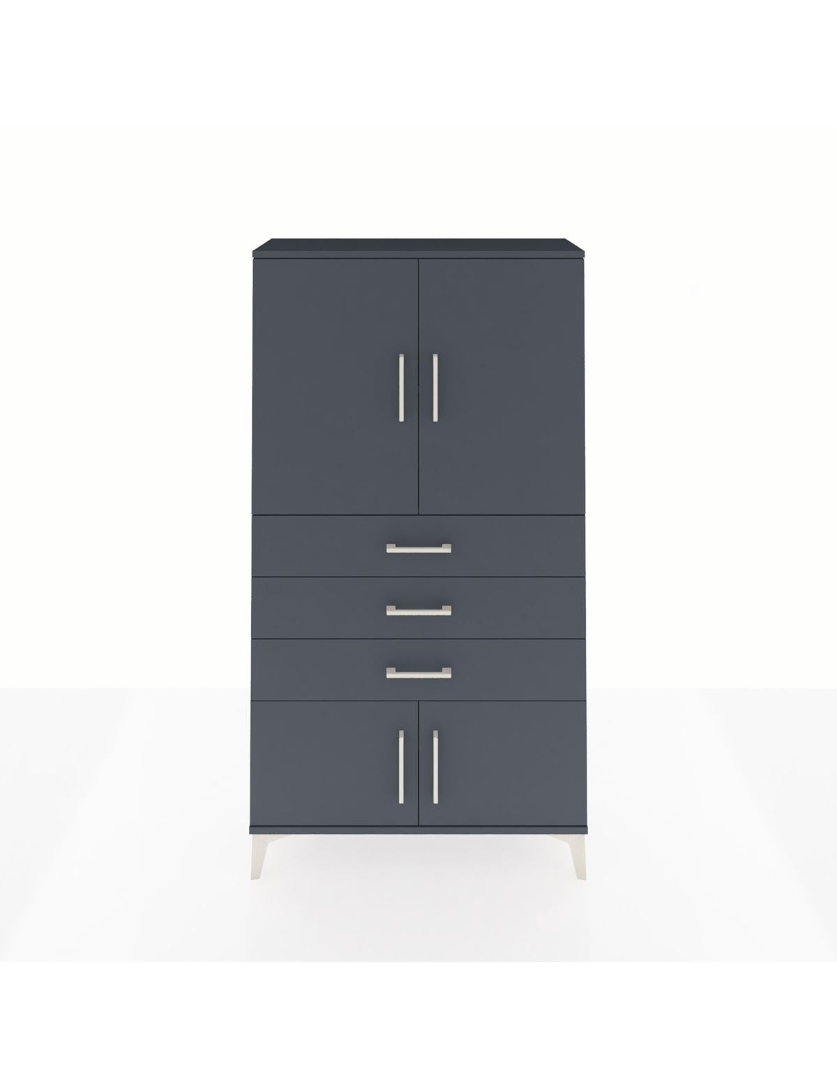 Arges Dolap 2 Raflı 3 Çekmeceli 4 Kapaklı 88x30x163 Antrasit-Antrasit