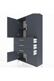 Arges Dolap 2 Raflı 3 Çekmeceli 4 Kapaklı 88x30x163 Antrasit-Antrasit