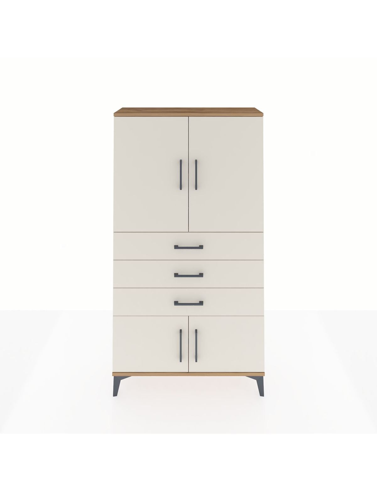 Arges Dolap 2 Raflı 3 Çekmeceli 4 Kapaklı 88x30x163 Çam-Aytaşı