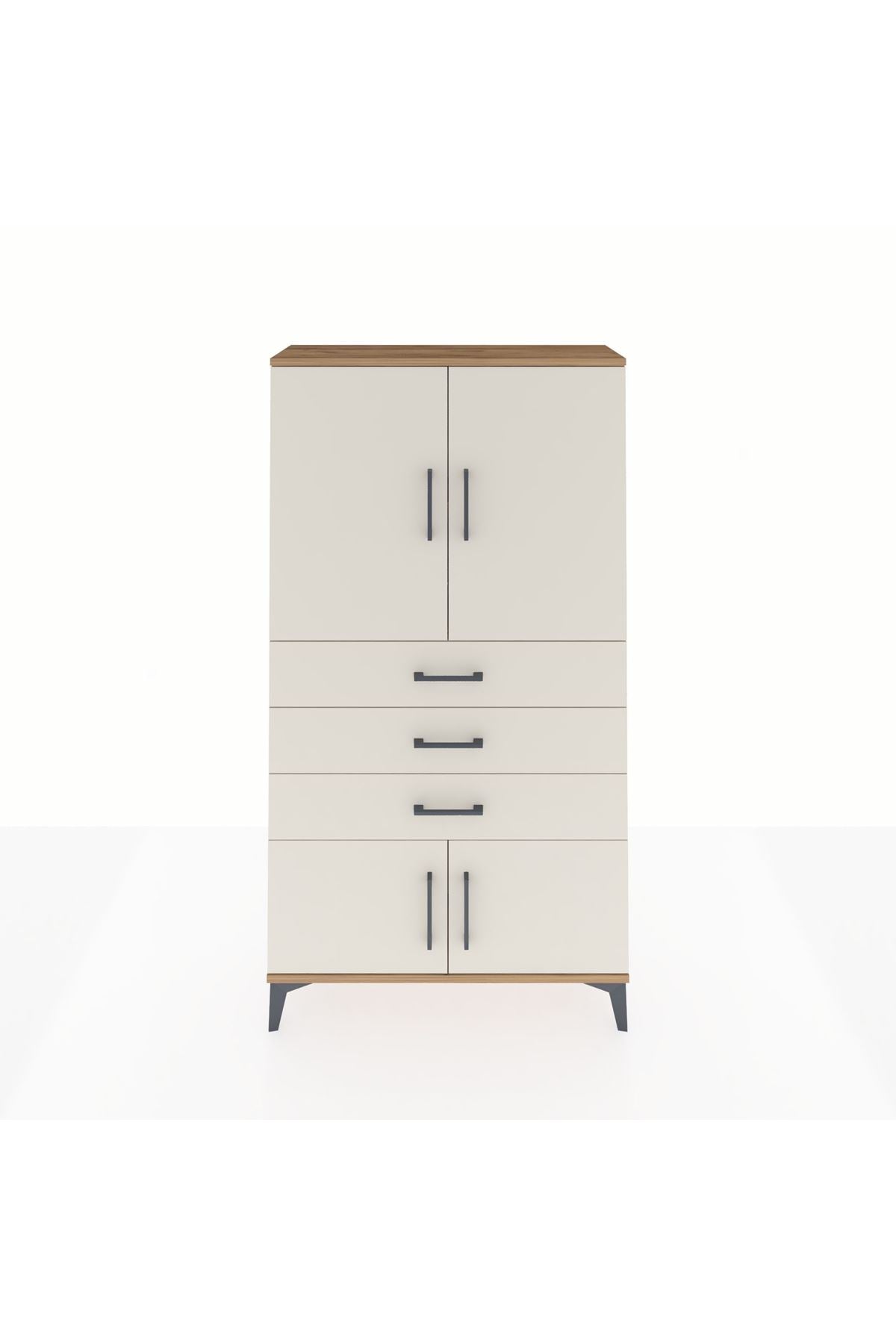 Arges Dolap 2 Raflı 3 Çekmeceli 4 Kapaklı 88x30x163 Çam-Aytaşı