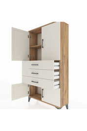Arges Dolap 2 Raflı 3 Çekmeceli 4 Kapaklı 88x30x163 Çam-Aytaşı