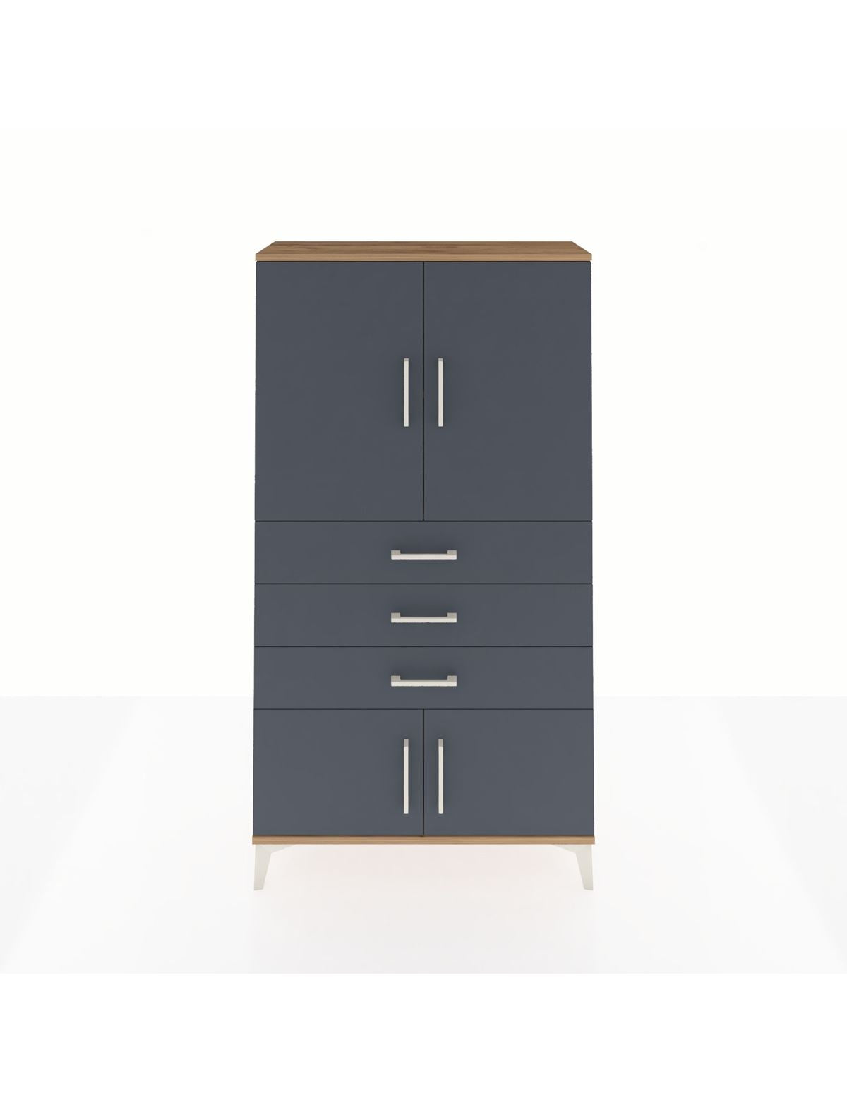 Arges Dolap 2 Raflı 3 Çekmeceli 4 Kapaklı 88x30x163 Çam-Antrasit