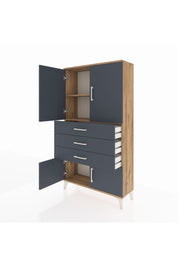 Arges Dolap 2 Raflı 3 Çekmeceli 4 Kapaklı 88x30x163 Çam-Antrasit