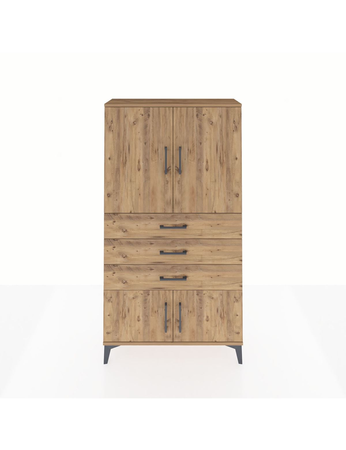 Arges Dolap 2 Raflı 3 Çekmeceli 4 Kapaklı 88x30x163 Çam-Çam