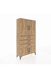 Arges Dolap 2 Raflı 3 Çekmeceli 4 Kapaklı 88x30x163 Çam-Çam