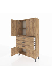 Arges Dolap 2 Raflı 3 Çekmeceli 4 Kapaklı 88x30x163 Çam-Çam