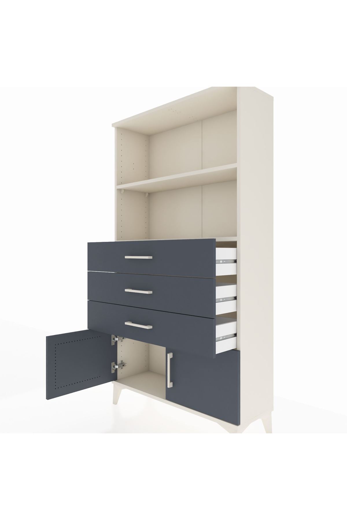 Arges Dolap 2 Raflı 3 Çekmeceli 2 Kapaklı 88x30x163 Aytaşı-Antrasit