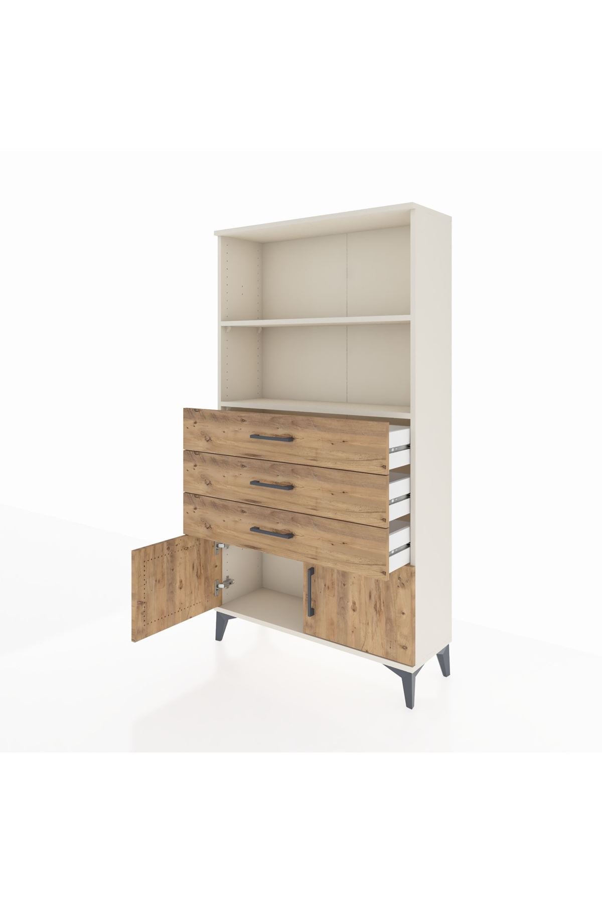 Arges Dolap 2 Raflı 3 Çekmeceli 2 Kapaklı 88x30x163 Aytaşı-Çam