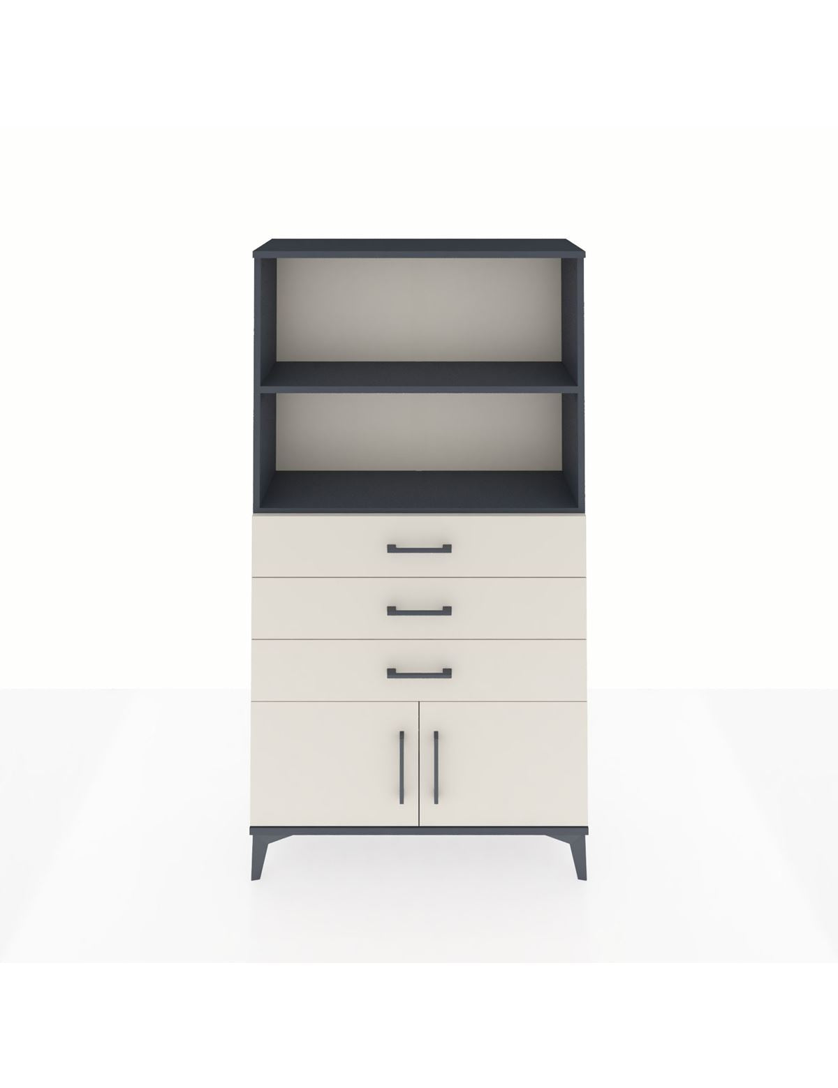 Arges Dolap 2 Raflı 3 Çekmeceli 2 Kapaklı 88x30x163 Antrasit-Aytaşı